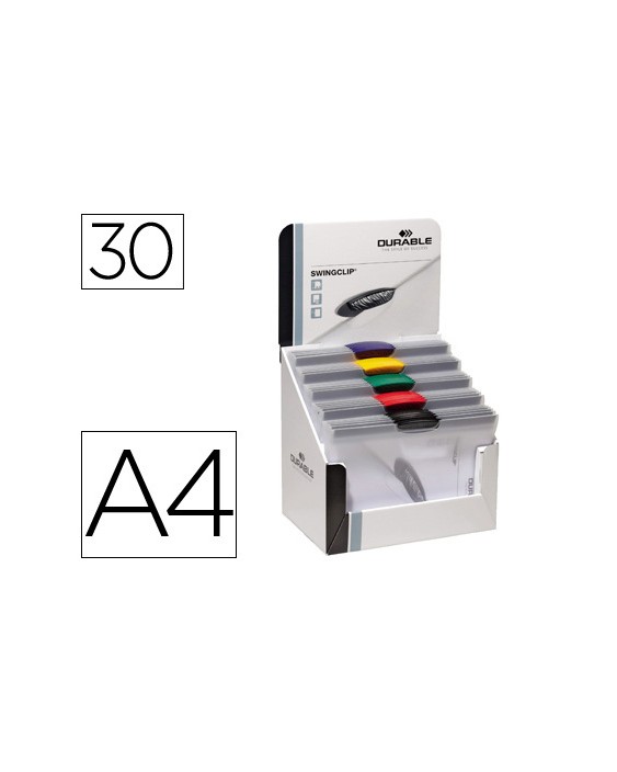 Carpeta swingclip dossier pinza lateral y giratoria din a4 capacidad 30 hojas colores surtidos
