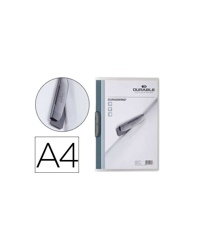Carpeta durable duraswing dossier pinza lateral giratoria polipropileno din a4 grafito 30 hojas