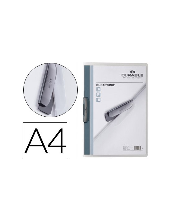 Carpeta durable duraswing dossier pinza lateral giratoria polipropileno din a4 grafito 30 hojas
