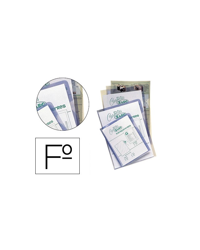 Carpeta dossier uñero saro pvc folio 280 mc transparente
