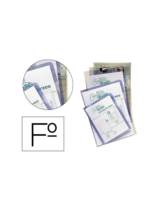 Carpeta dossier uñero saro pvc folio 280 mc transparente