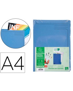 Carpeta dossier uñero exacompta clean safe cartulina 400 gr din a4 azul paquete de 5 unidades