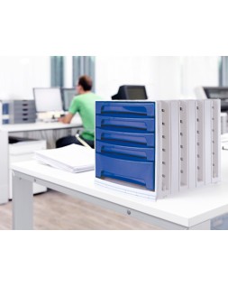 Fichero cajones de sobremesa archivo 2000 305x370x215 mm bandeja organizadora superior 6 cajones azul opaco