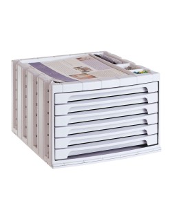 Fichero cajones de sobremesa archivo 2000 305x370x215 mm bandeja organizadora superior 6 cajones gris opaco