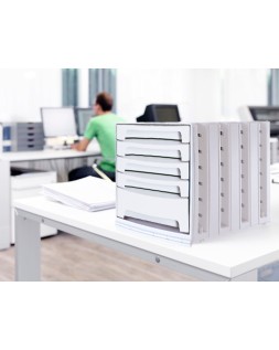 Fichero cajones de sobremesa archivo 2000 305x370x215 mm bandeja organizadora superior 6 cajones gris opaco