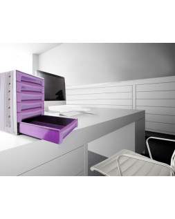 Fichero cajones de sobremesa archivo 2000 305x370x215 mm bandeja organizadora superior 6 cajones violeta translucido