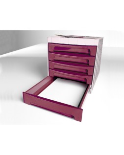 Fichero cajones de sobremesa archivo 2000 305x370x215 mm bandeja organizadora superior 5 cajones burdeos opaco