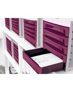Fichero cajones de sobremesa archivo 2000 305x370x215 mm bandeja organizadora superior 5 cajones burdeos opaco