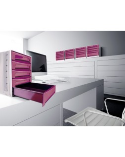 Fichero cajones de sobremesa archivo 2000 305x370x215 mm bandeja organizadora superior 5 cajones burdeos opaco