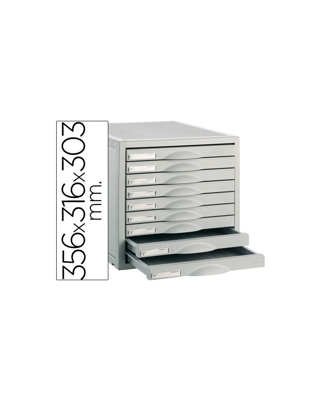 Fichero cajones de sobremesa 8409c 356x316x303 mm 9 cajones color gris