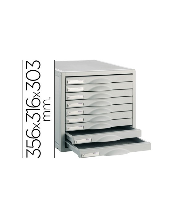 Fichero cajones de sobremesa 8409c 356x316x303 mm 9 cajones color gris