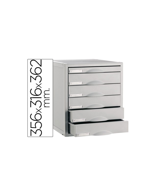 Fichero cajones de sobremesa 8206c 356x316x362 mm 6 cajones color gris