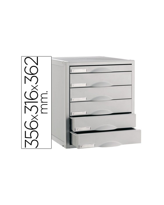 Fichero cajones de sobremesa 8206c 356x316x362 mm 6 cajones color gris