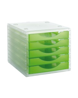 Fichero cajones de sobremesa archivo 2000 340x270x260 mm apilables 5 cajones verde kiwi translucido