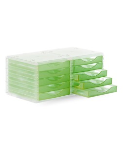Fichero cajones de sobremesa archivo 2000 340x270x260 mm apilables 5 cajones verde kiwi translucido