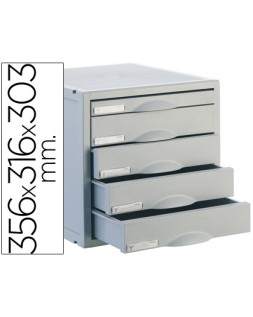 Fichero cajones de sobremesa archisystem 356x316x303 mm 5 cajones color gris 4 de 52mm y 1 de 22mm