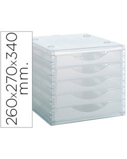 Fichero cajones de sobremesa archivo 2000 260x270x340 mm apilables 5 cajones transparente translucido