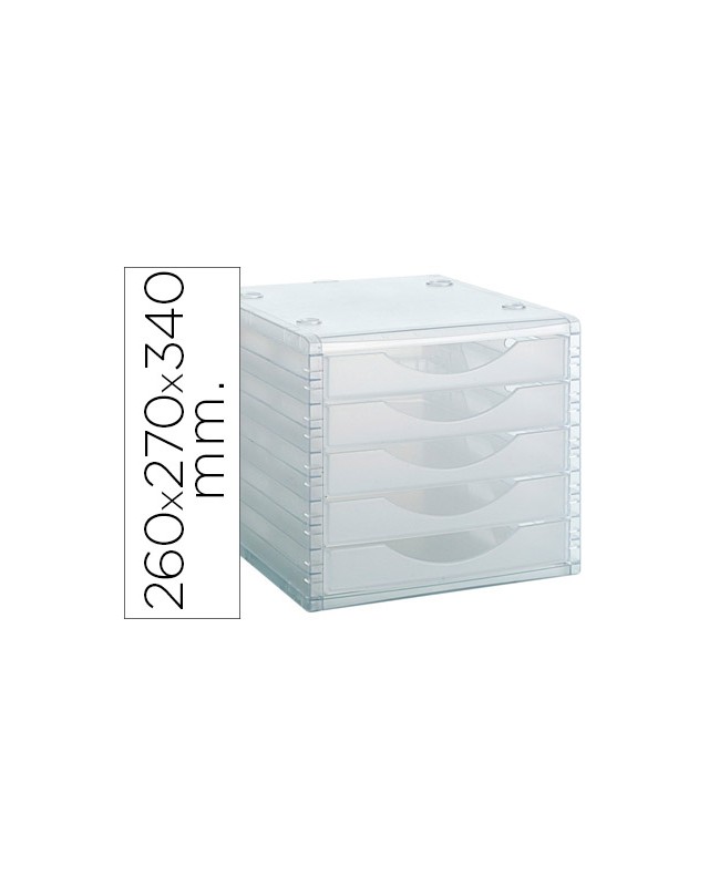 Fichero cajones de sobremesa archivo 2000 260x270x340 mm apilables 5 cajones transparente translucido