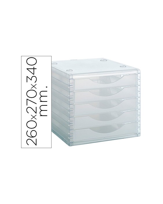 Fichero cajones de sobremesa archivo 2000 260x270x340 mm apilables 5 cajones transparente translucido