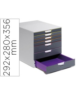 Fichero cajones de sobremesa durable varicolor apilables 7 cajones plastico 292x280x356 mm