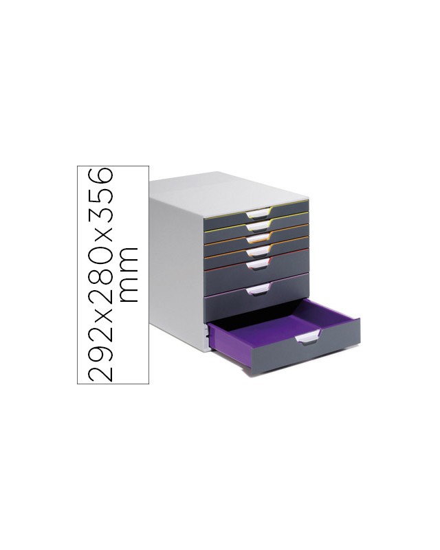 Fichero cajones de sobremesa durable varicolor apilables 7 cajones plastico 292x280x356 mm