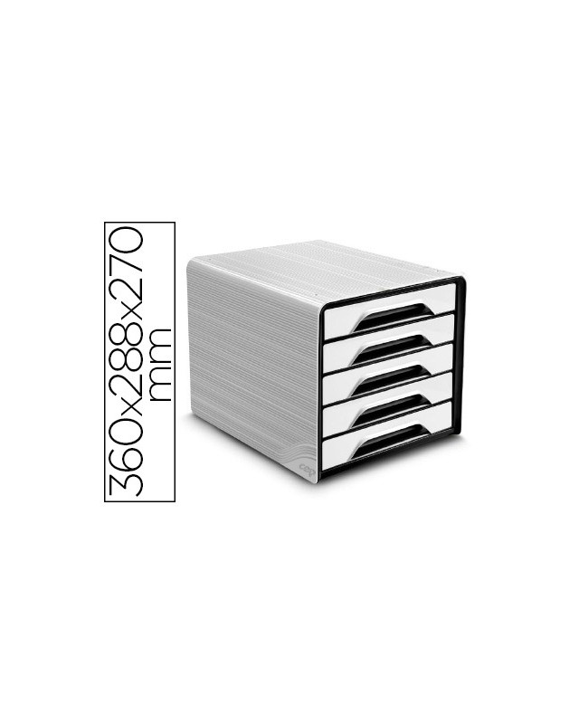 Fichero cajones de sobremesa cep 5 cajones blanco/negro 360x288x270 mm