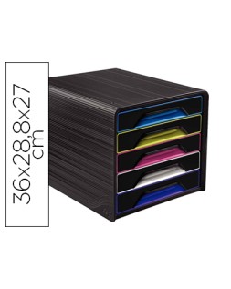 Fichero cajones de sobremesa cep 5 cajones negro/multicolor 360x288x270 mm