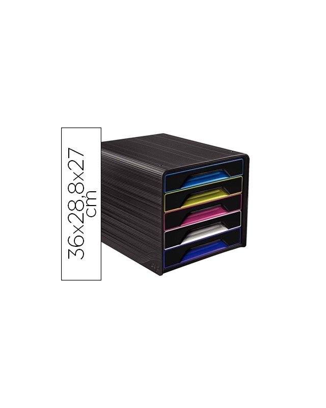 Fichero cajones de sobremesa cep 5 cajones negro/multicolor 360x288x270 mm