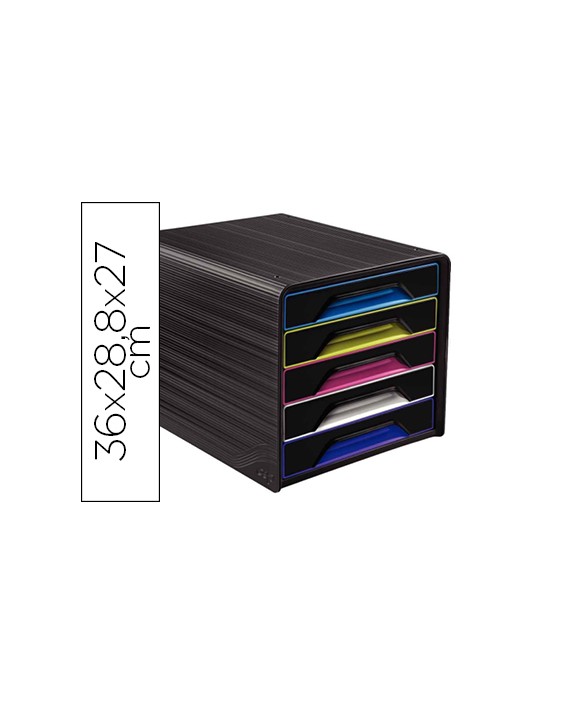 Fichero cajones de sobremesa cep 5 cajones negro/multicolor 360x288x270 mm