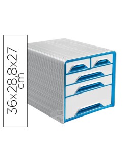 Fichero cajones de sobremesa cep 5 cajones mixtos blanco/azul 360x288x270 mm