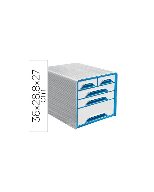 Fichero cajones de sobremesa cep 5 cajones mixtos blanco/azul 360x288x270 mm