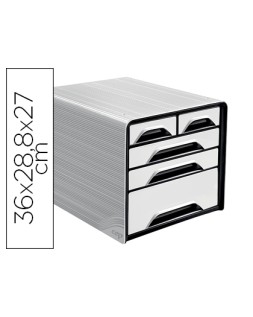 Fichero cajones de sobremesa cep 5 cajones mixtos blanco/negro 360x288x270 mm