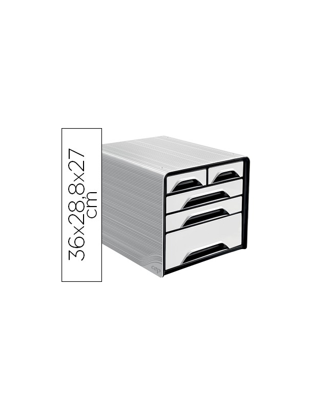Fichero cajones de sobremesa cep 5 cajones mixtos blanco/negro 360x288x270 mm