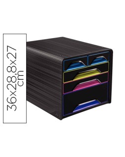 Fichero cajones de sobremesa cep 5 cajones mixtos negro/multicolor 360x288x270 mm