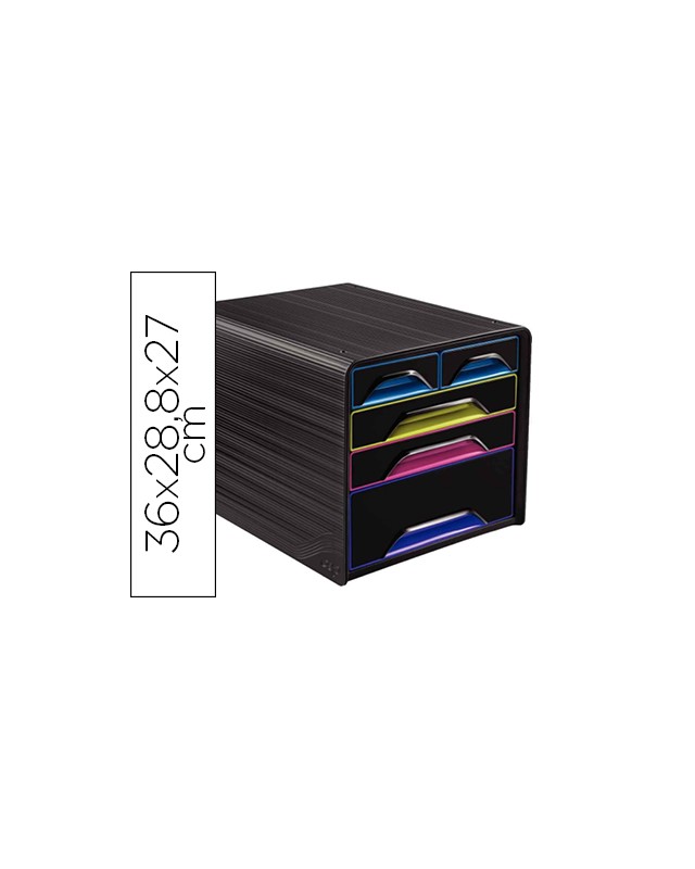 Fichero cajones de sobremesa cep 5 cajones mixtos negro/multicolor 360x288x270 mm