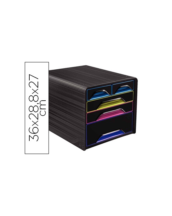 Fichero cajones de sobremesa cep 5 cajones mixtos negro/multicolor 360x288x270 mm