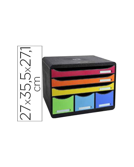 Fichero cajones sobremesa exacompta iderama arlequin 6 cajones multicolores 270x355x271 mm