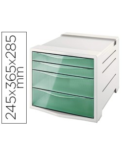 Fichero cajones de sobremesa esselte colour ice plastico 4 cajones color verde 245x365x285 mm