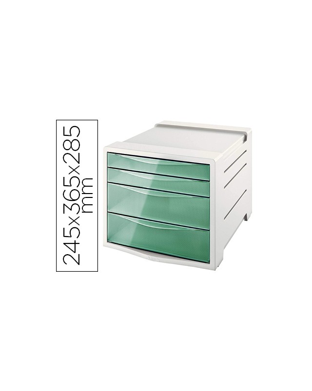 Fichero cajones de sobremesa esselte colour ice plastico 4 cajones color verde 245x365x285 mm