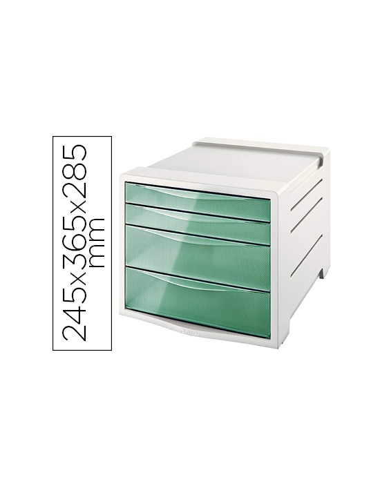 Fichero cajones de sobremesa esselte colour ice plastico 4 cajones color verde 245x365x285 mm