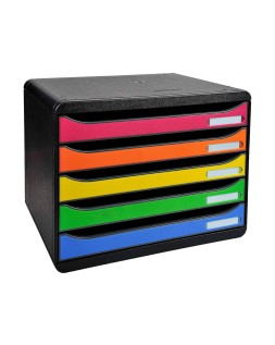 Fichero cajones sobremesa exacompta big-box plus iderama arlequin 5 cajones apaisado multicolores