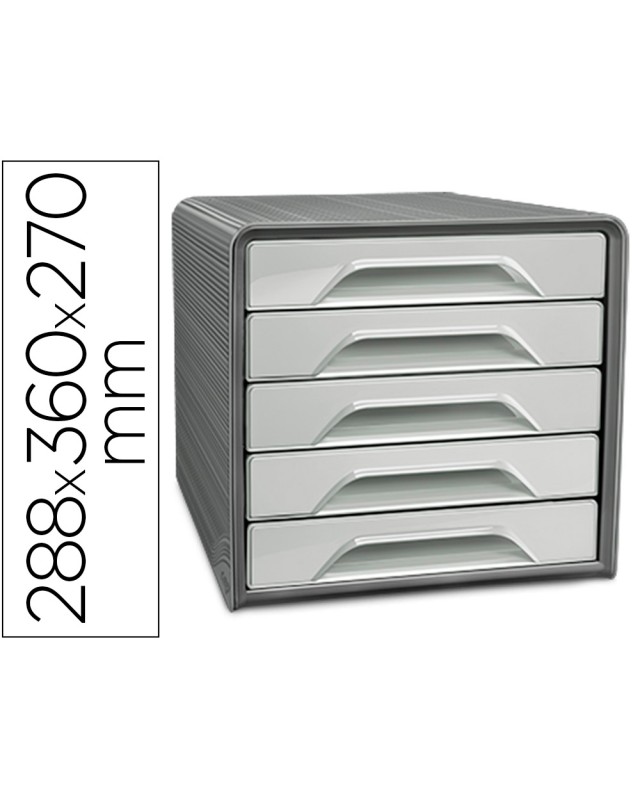 Fichero cajones de sobremesa cep smoove 5 cajones color gris 288x360x270 mm