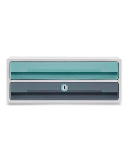 Fichero cajones de sobremesa cep moov up reciclado 80% con cerradura 2 cajones color azul/gris 275x369x146 mm