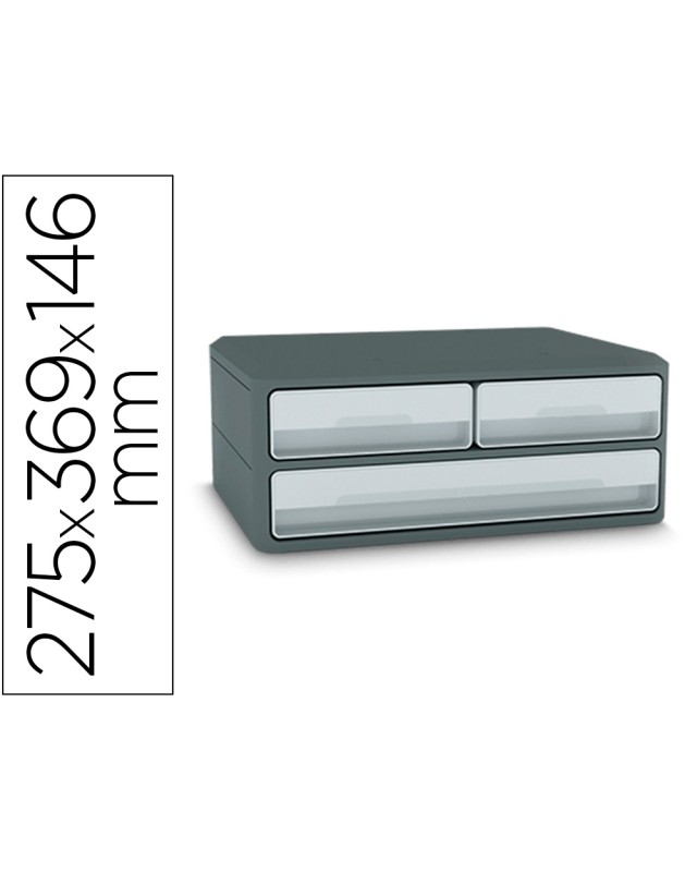 Fichero cajones de sobremesa cep moov up reciclado 80% 3 cajones color gris 275x369x146 mm
