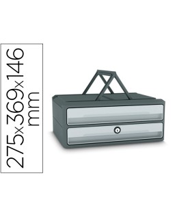 Fichero cajones de sobremesa cep moov up reciclado 80% con cerradura reciclado 80% 2 cajones color gris