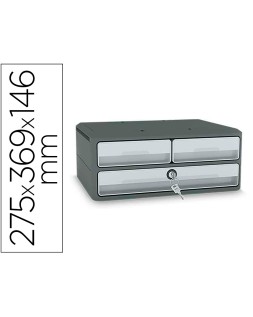 Fichero cajones de sobremesa cep moov up reciclado 80% con cerradura reciclado 80% 3 cajones color gris