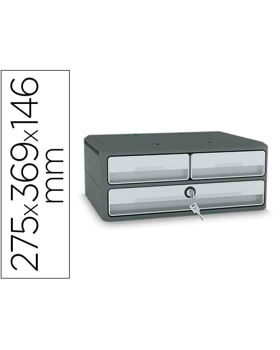 Fichero cajones de sobremesa cep moov up reciclado 80% con cerradura reciclado 80% 3 cajones color gris