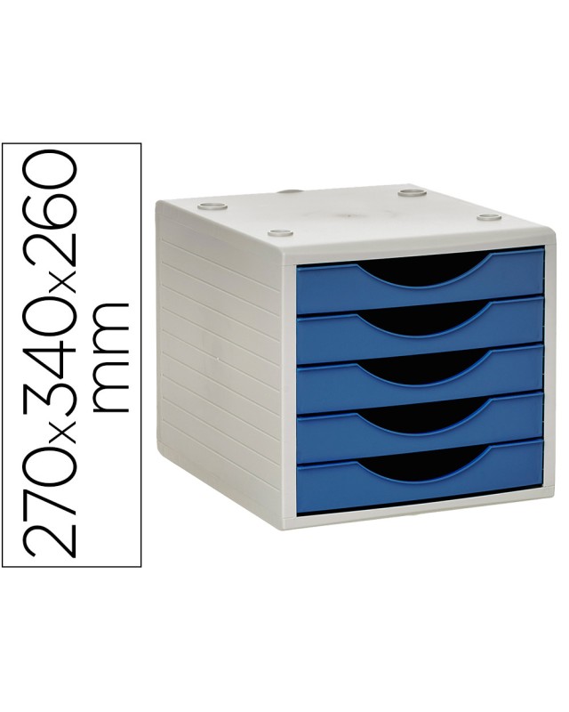 Fichero cajones de sobremesa archivo 2000 5 cajones color azul opaco 270x340x260 mm