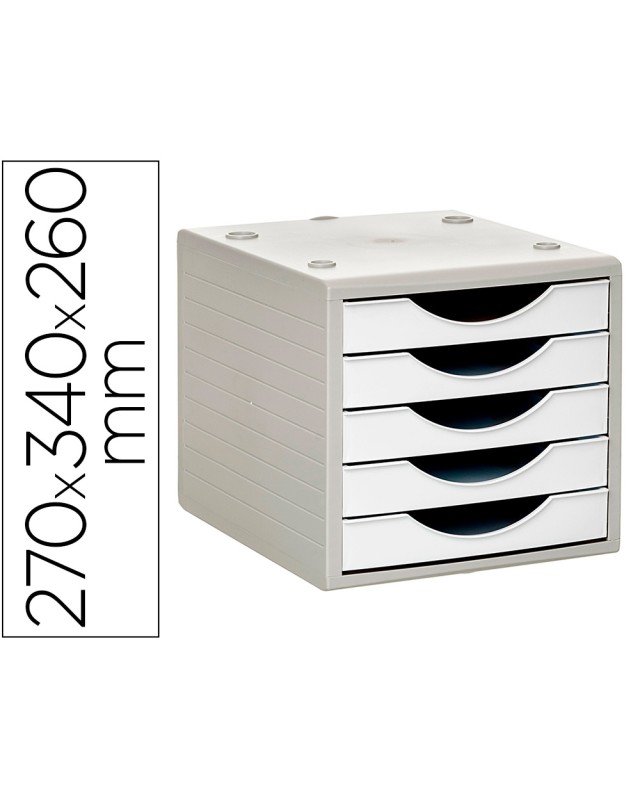 Fichero cajones de sobremesa archivo 2000 5 cajones color blanco opaco 270x340x260 mm
