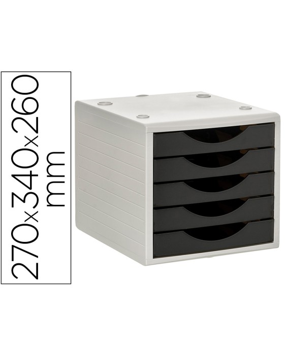 Fichero cajones de sobremesa archivo 2000 5 cajones color negro opaco 270x340x260 mm